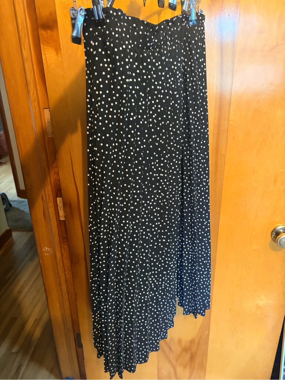 Metro Wear Black Polka Dot Pleated Maxi Skirt